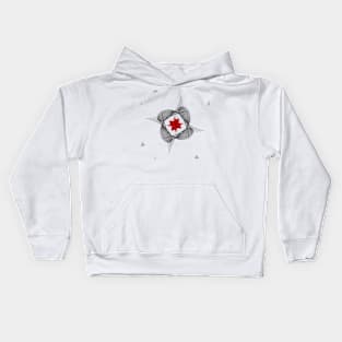 abstract geometric red grey flower Kids Hoodie